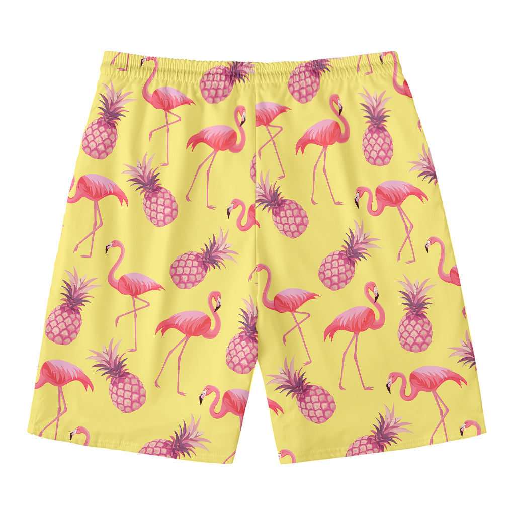 Pineapple And Flamingo Pattern Print Men's Swim Trunks