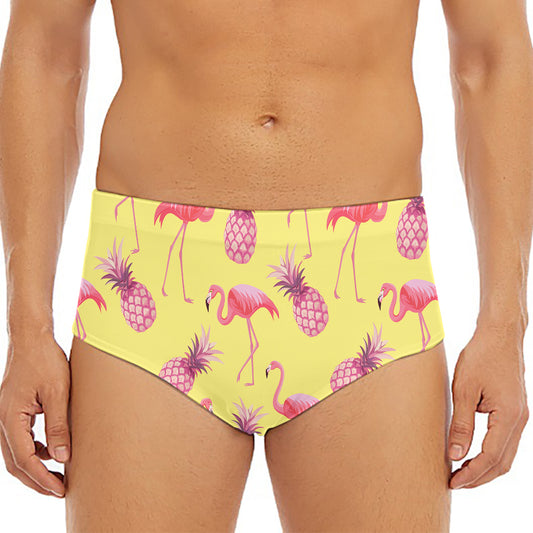 Pineapple And Flamingo Pattern Print Men's Triangle Swim Briefs