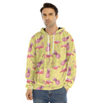 Pineapple And Flamingo Pattern Print Men's Velvet Pullover Hoodie