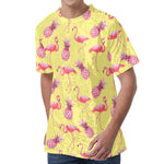 Pineapple And Flamingo Pattern Print Men's Velvet T-Shirt