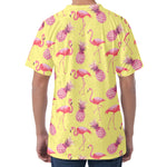 Pineapple And Flamingo Pattern Print Men's Velvet T-Shirt