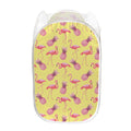 Pineapple And Flamingo Pattern Print Mesh Laundry Hamper