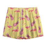 Pineapple And Flamingo Pattern Print Mesh Shorts