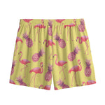 Pineapple And Flamingo Pattern Print Mesh Shorts