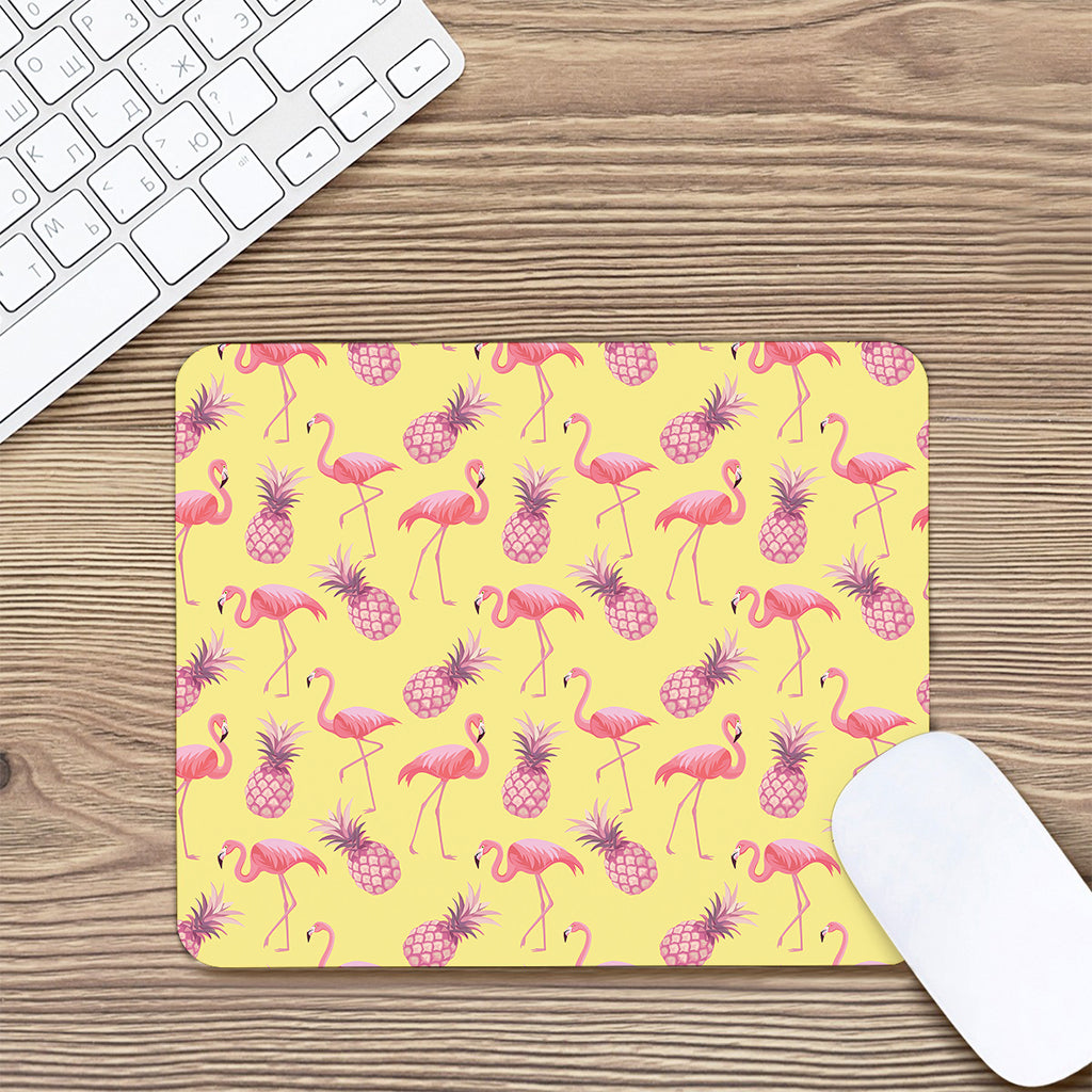 Pineapple And Flamingo Pattern Print Mouse Pad