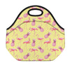 Pineapple And Flamingo Pattern Print Neoprene Lunch Bag