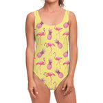 Pineapple And Flamingo Pattern Print One Piece Swimsuit