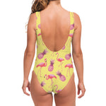 Pineapple And Flamingo Pattern Print One Piece Swimsuit