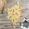 Pineapple And Flamingo Pattern Print One Shoulder Bodysuit