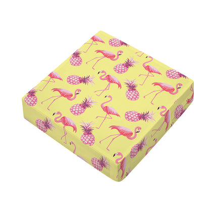 Pineapple And Flamingo Pattern Print Outdoor Seat Cushion Cover