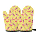 Pineapple And Flamingo Pattern Print Oven Mitts