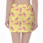 Pineapple And Flamingo Pattern Print Pencil Mini Skirt