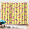 Pineapple And Flamingo Pattern Print Pencil Pleat Curtains