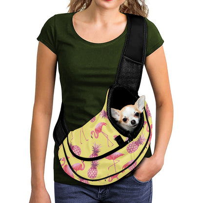 Pineapple And Flamingo Pattern Print Pet Sling Carrier
