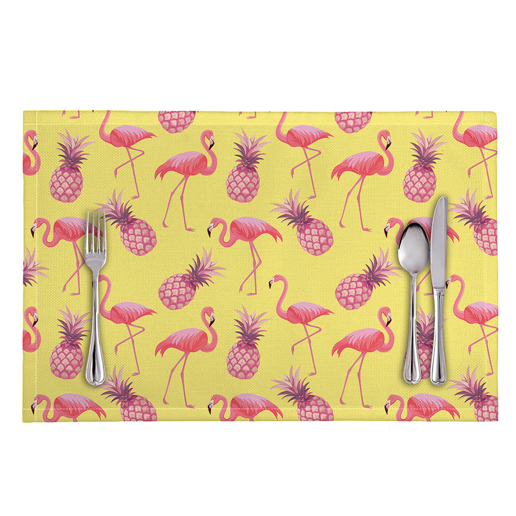 Pineapple And Flamingo Pattern Print Placemat