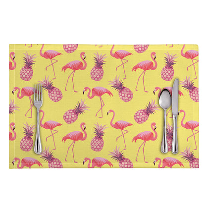 Pineapple And Flamingo Pattern Print Placemat