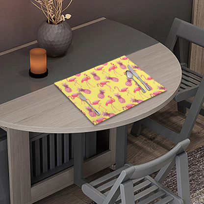 Pineapple And Flamingo Pattern Print Placemat