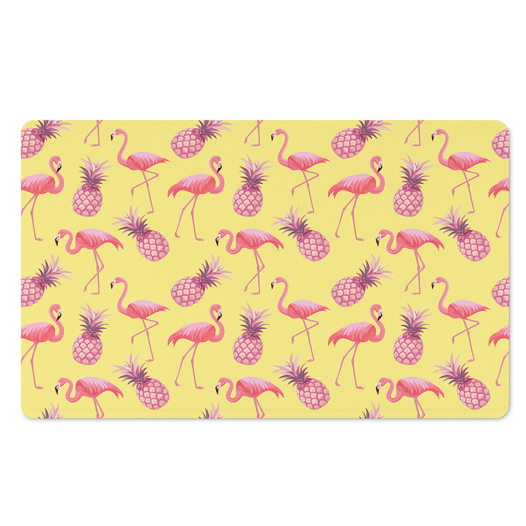 Pineapple And Flamingo Pattern Print Polyester Doormat