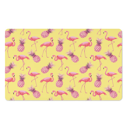 Pineapple And Flamingo Pattern Print Polyester Doormat
