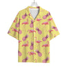 Pineapple And Flamingo Pattern Print Rayon Hawaiian Shirt