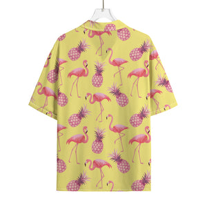 Pineapple And Flamingo Pattern Print Rayon Hawaiian Shirt