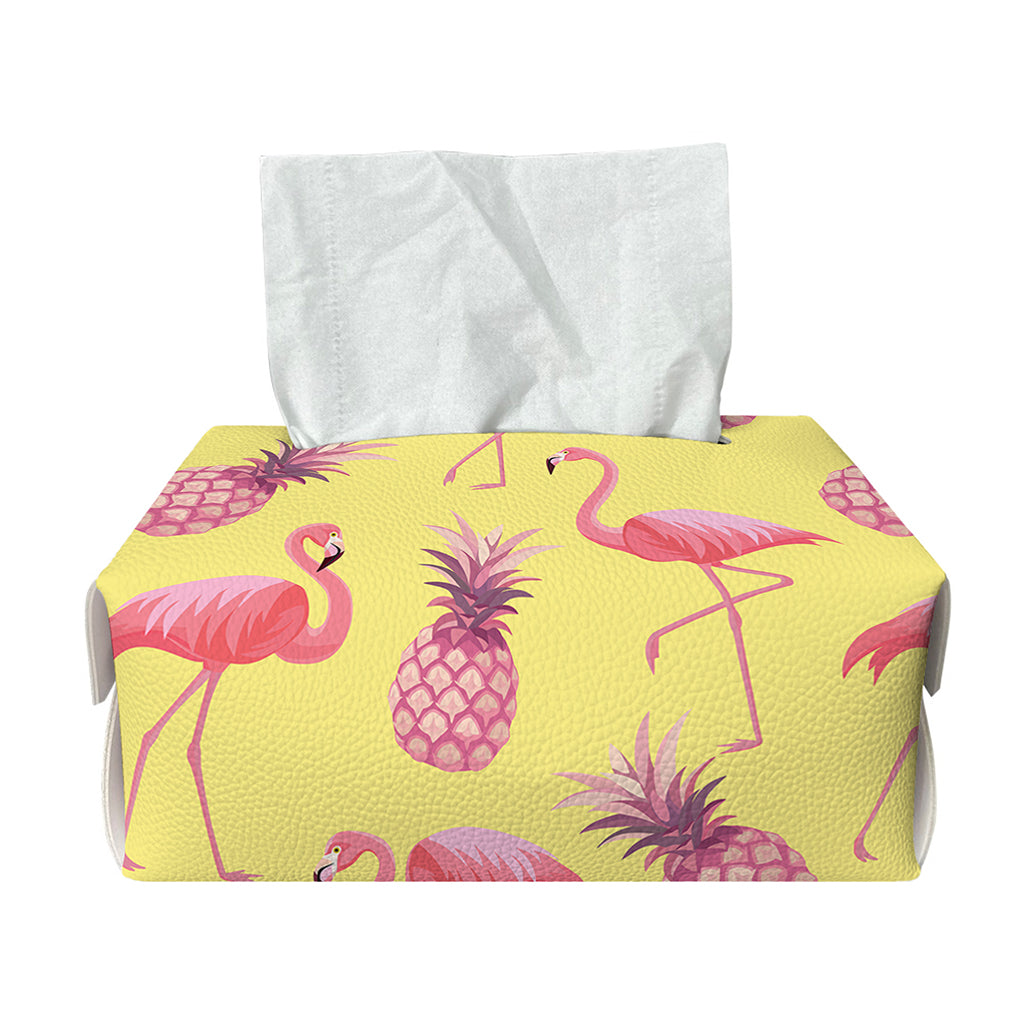 Pineapple And Flamingo Pattern Print Rectangle Tissue Box Cover