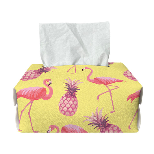 Pineapple And Flamingo Pattern Print Rectangle Tissue Box Cover