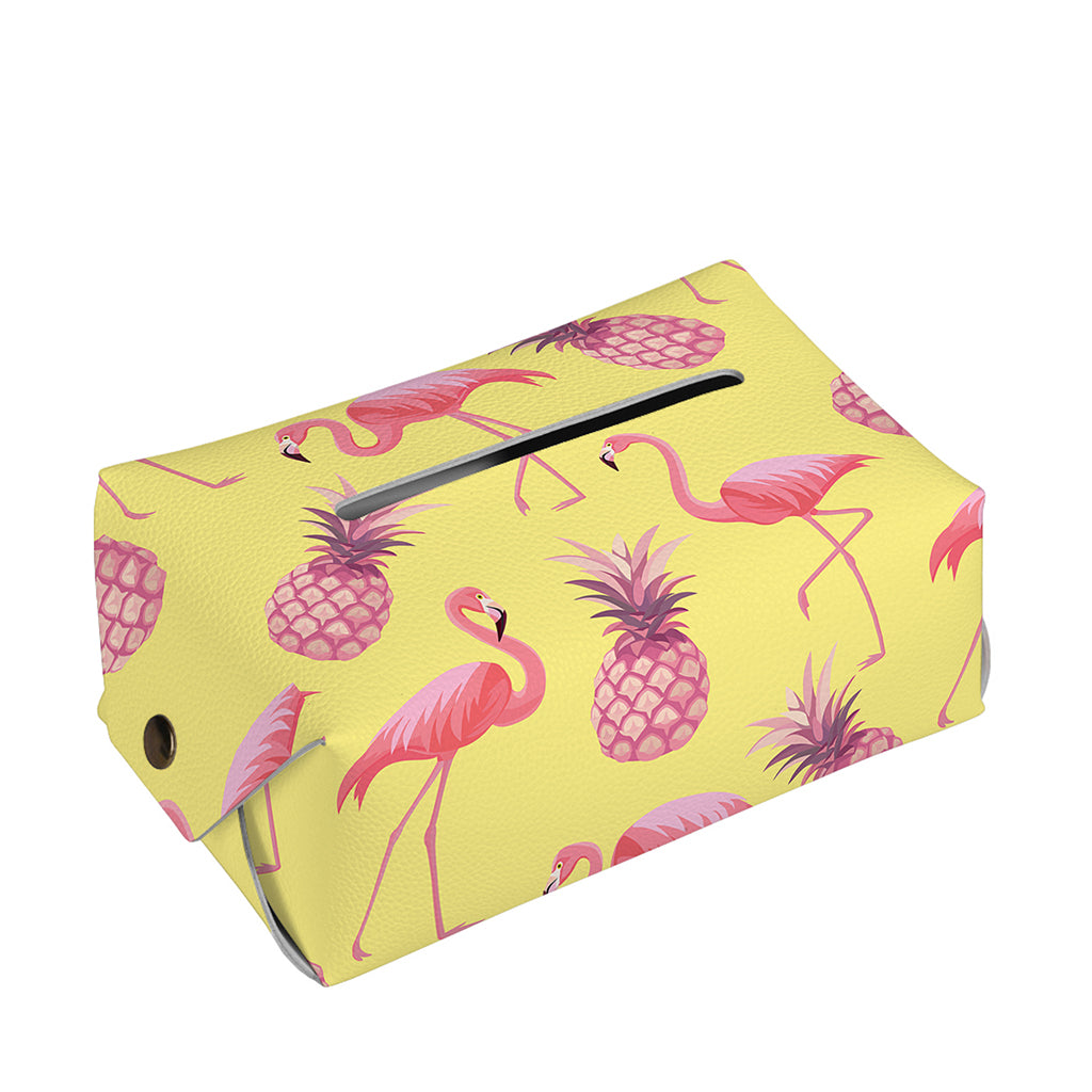 Pineapple And Flamingo Pattern Print Rectangle Tissue Box Cover