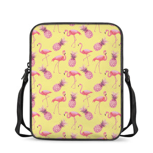 Pineapple And Flamingo Pattern Print Rectangular Crossbody Bag