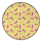 Pineapple And Flamingo Pattern Print Round Floor Mat