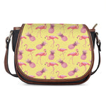 Pineapple And Flamingo Pattern Print Saddle Bag