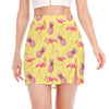 Pineapple And Flamingo Pattern Print Side Slit Mini Skirt