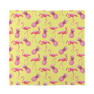 Pineapple And Flamingo Pattern Print Silk Bandana