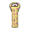 Pineapple And Flamingo Pattern Print Single Neoprene Wine Tote