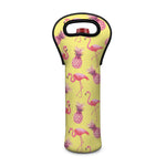 Pineapple And Flamingo Pattern Print Single Neoprene Wine Tote