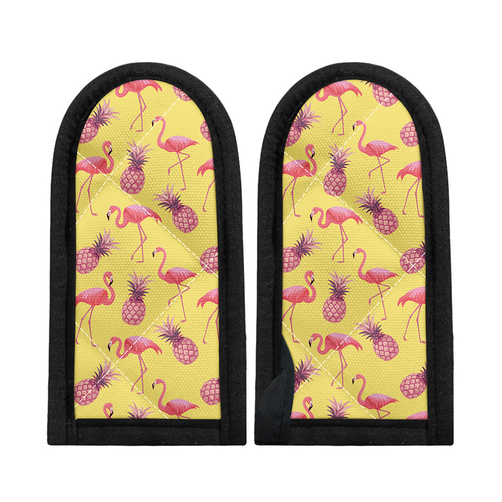 Pineapple And Flamingo Pattern Print Skillet Handle Cover