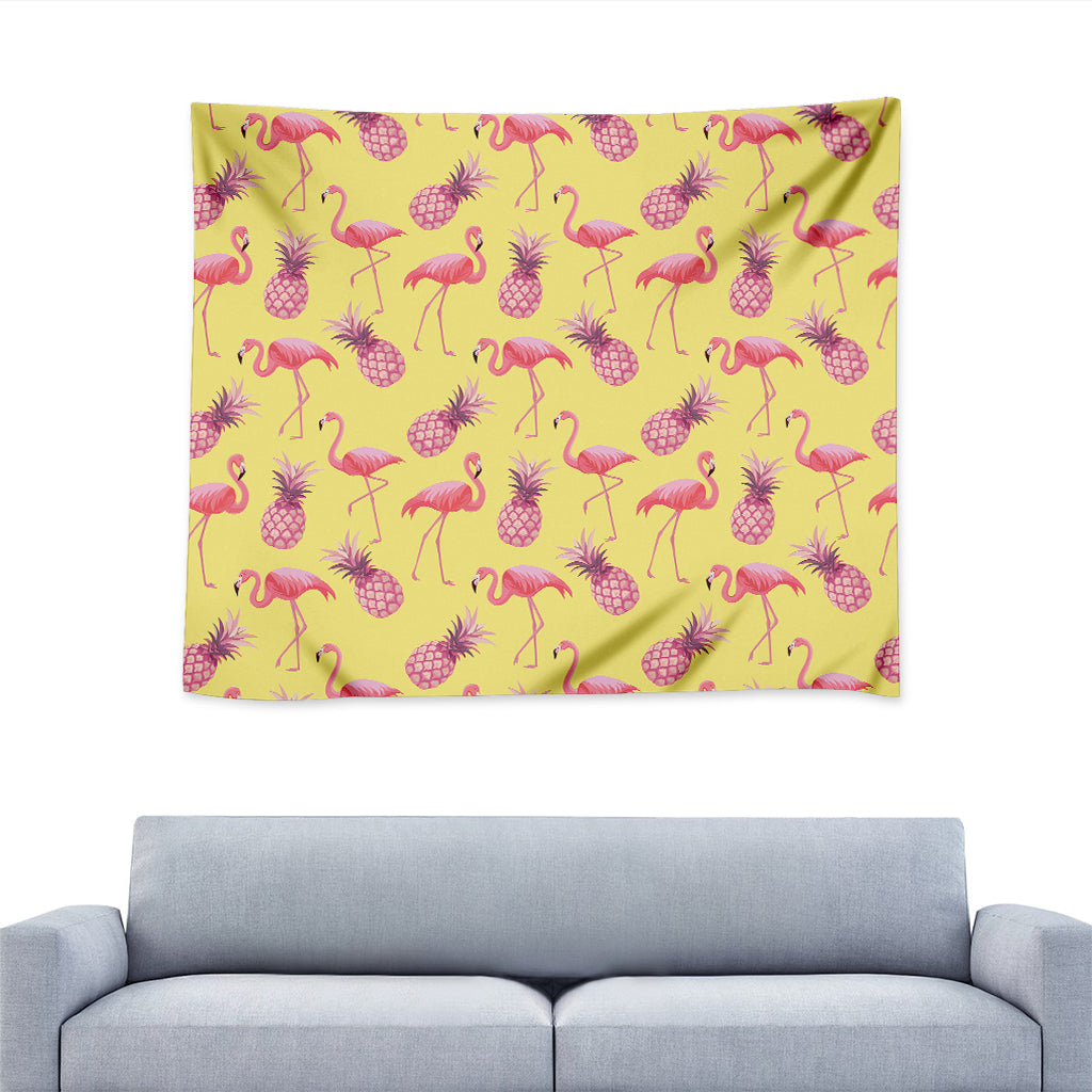 Pineapple And Flamingo Pattern Print Tapestry