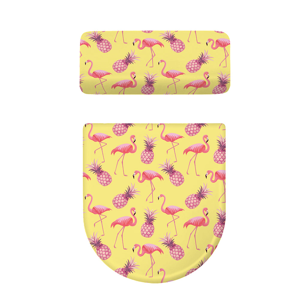 Pineapple And Flamingo Pattern Print Toilet Lid And Tank Cover Set