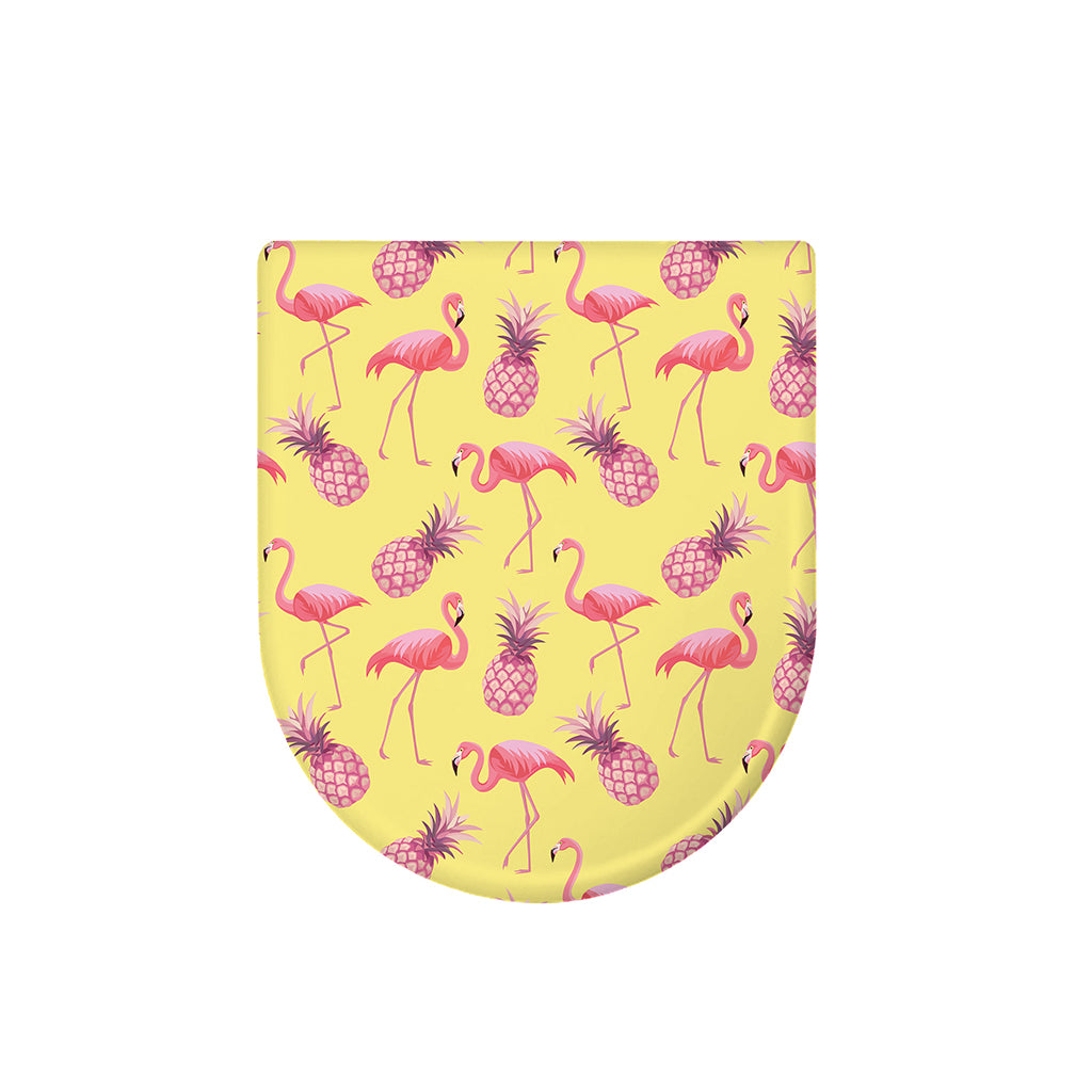 Pineapple And Flamingo Pattern Print Toilet Lid Cover