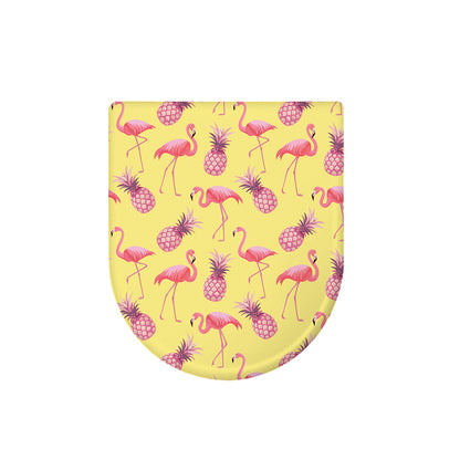 Pineapple And Flamingo Pattern Print Toilet Lid Cover