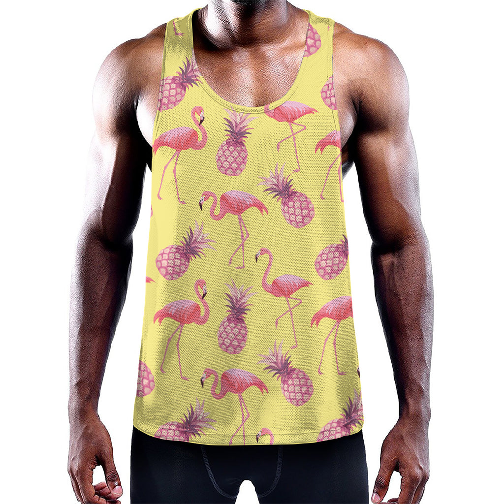 Pineapple And Flamingo Pattern Print Training Tank Top