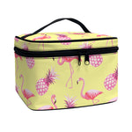 Pineapple And Flamingo Pattern Print Travel Makeup Bag