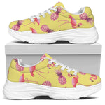 Pineapple And Flamingo Pattern Print White Chunky Shoes