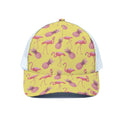 Pineapple And Flamingo Pattern Print White Mesh Trucker Hat