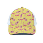 Pineapple And Flamingo Pattern Print White Mesh Trucker Cap
