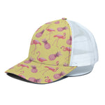 Pineapple And Flamingo Pattern Print White Mesh Trucker Cap