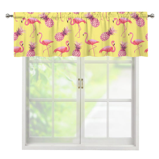 Pineapple And Flamingo Pattern Print Window Valance