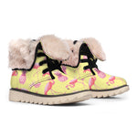 Pineapple And Flamingo Pattern Print Winter Boots