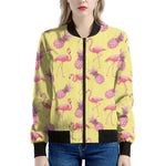 Pineapple And Flamingo Pattern Print Women's Bomber Jacket