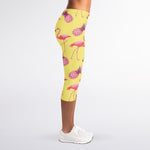 Pineapple And Flamingo Pattern Print Women's Capri Leggings